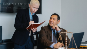 woman taking notes